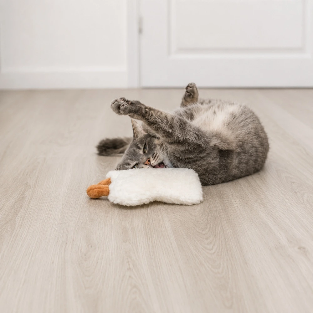 Іграшка Trixie для котів Яєчня XXL з шелестом плюш з котячою м'ятою кремовий/жовтий 18 см