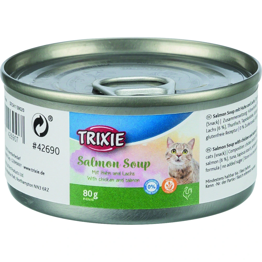 Корм вологий Trixie Salmon Soup with chicken and salmon для котів  Лососевий суп з куркою та лососем, 80 г