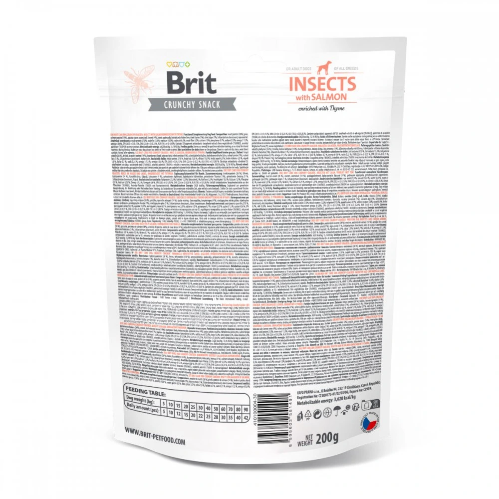 Ласощі Brit Care Dog Crunchy Cracker Insects with Salmon для собак з чутливим травленням з комахами лососем і чебрецем 200 г