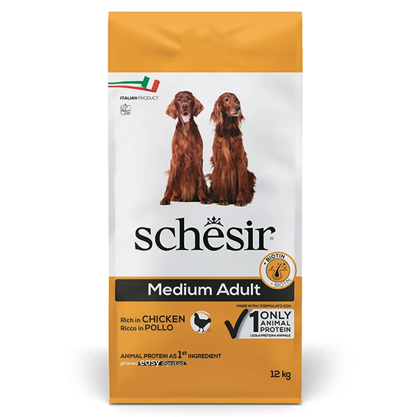 Корм для собак Schesir Dry Dog Medium Adult, Курка, 12 кг
