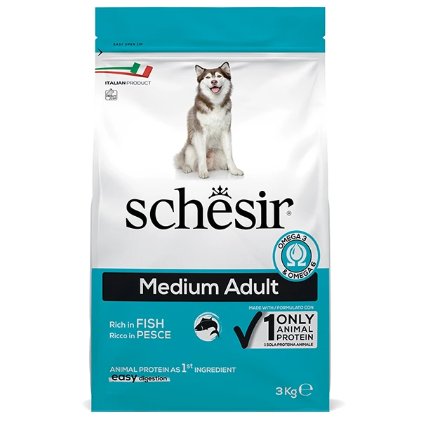 Корм для собак Schesir Dog Medium Adult, Риба, 3 кг