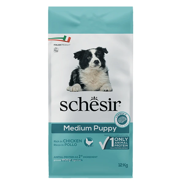 Корм для цуценят Schesir Dry Dog Medium Puppy, Курка, 12 кг