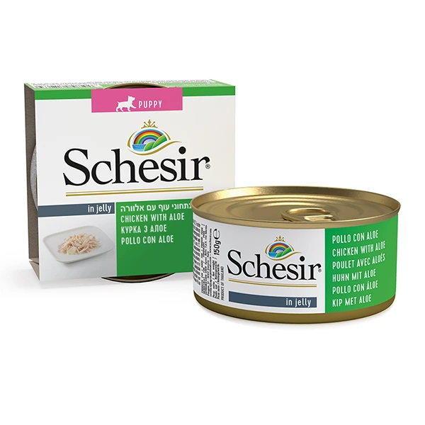 Корм для цуценят Schesir Wet Chicken Aloe Puppy, Куриця з алое в желе