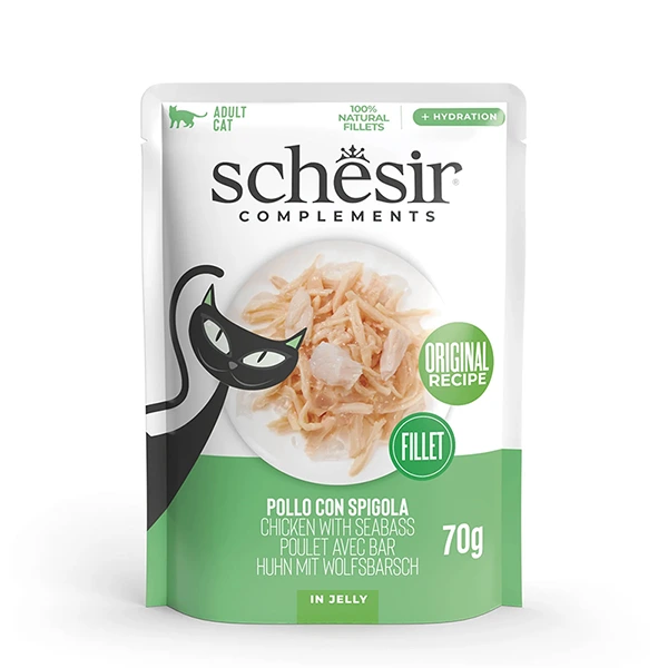 Корм для котів Schesir Wet Chicken with Seabass, в желе