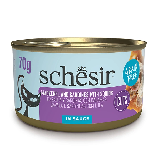 Корм для котів Schesir Wet Grill Mackerel and Sardines with Squids, в соусі