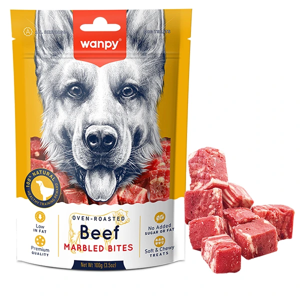 Ласощі для собак Wanpy Snacks Beef Marbled Bites, Мармурова яловичина, шматочки