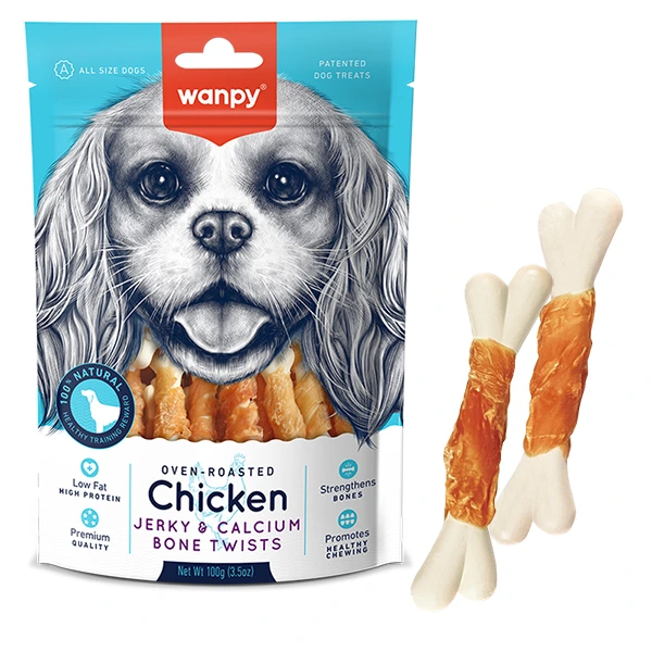 Ласощі для собак Wanpy Chicken Jerky & Calcium Bone Twists