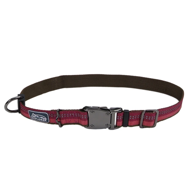 Нашийник для собак Coastal K9 Explorer Collar, світловідбивний, Малиновий, 2.5х30-46см