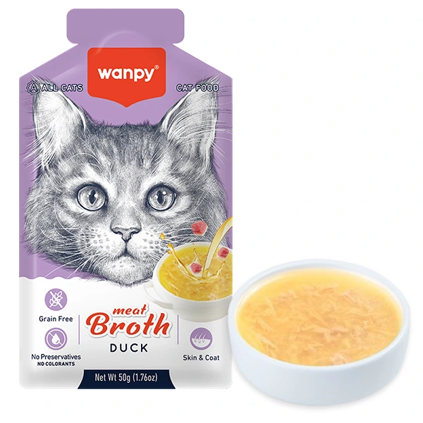 Корм для котів Wanpy Meat Broths Duck, Суп з качкою, беззерновий рідкий