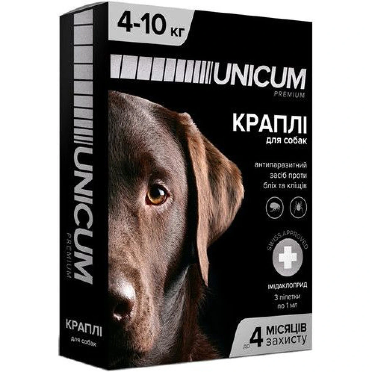 Краплі для собак UNICUM PREMIUM, від бліх та кліщів, 4-10 кг