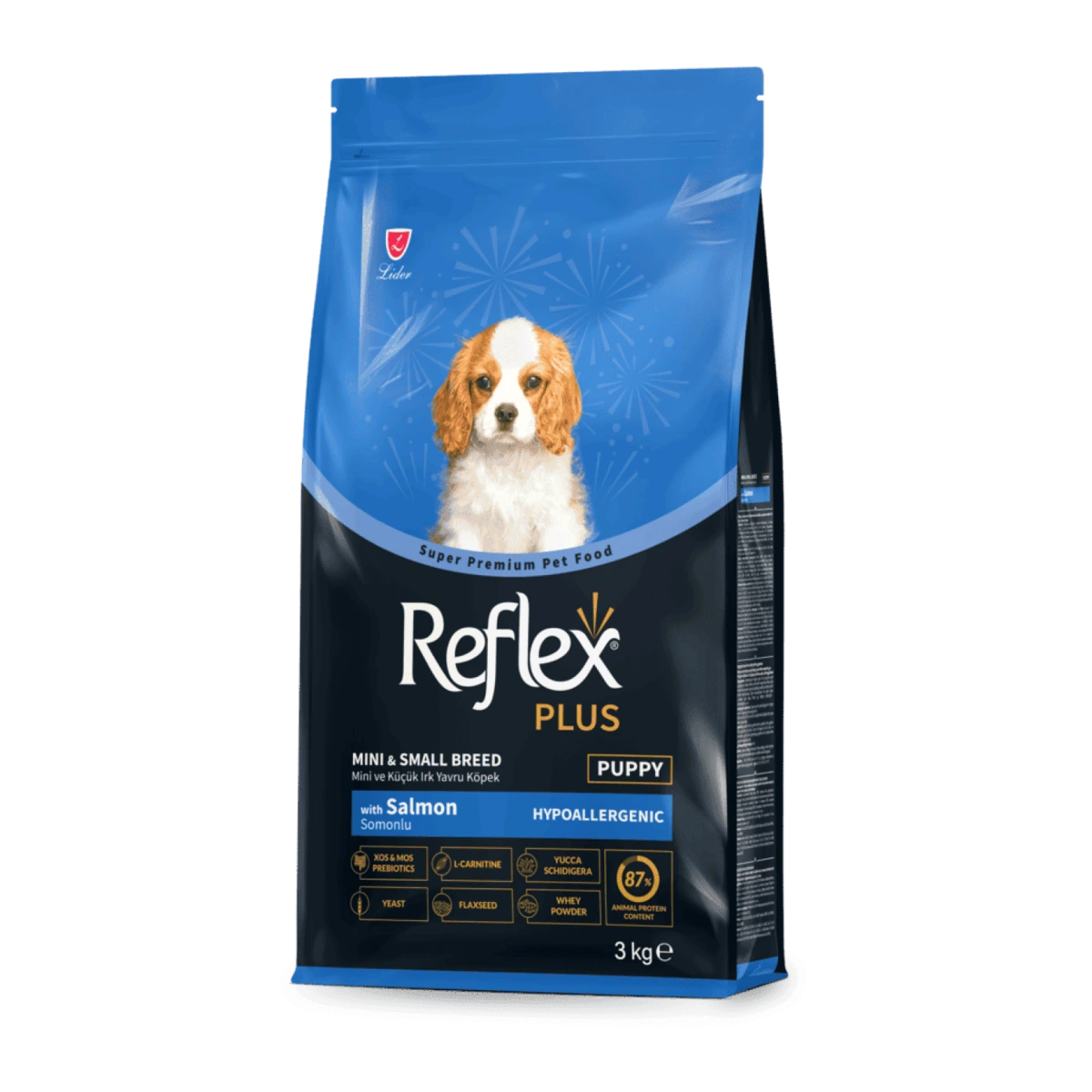 Корм для цуценят Reflex Plus, малих порід з лососем, 3 кг