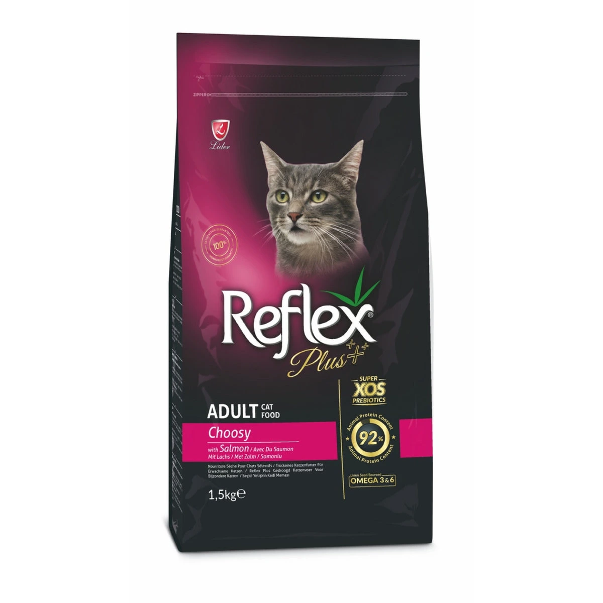 Корм для котів Reflex Plus для вибагливих котів, Лосось, 1.5 кг
