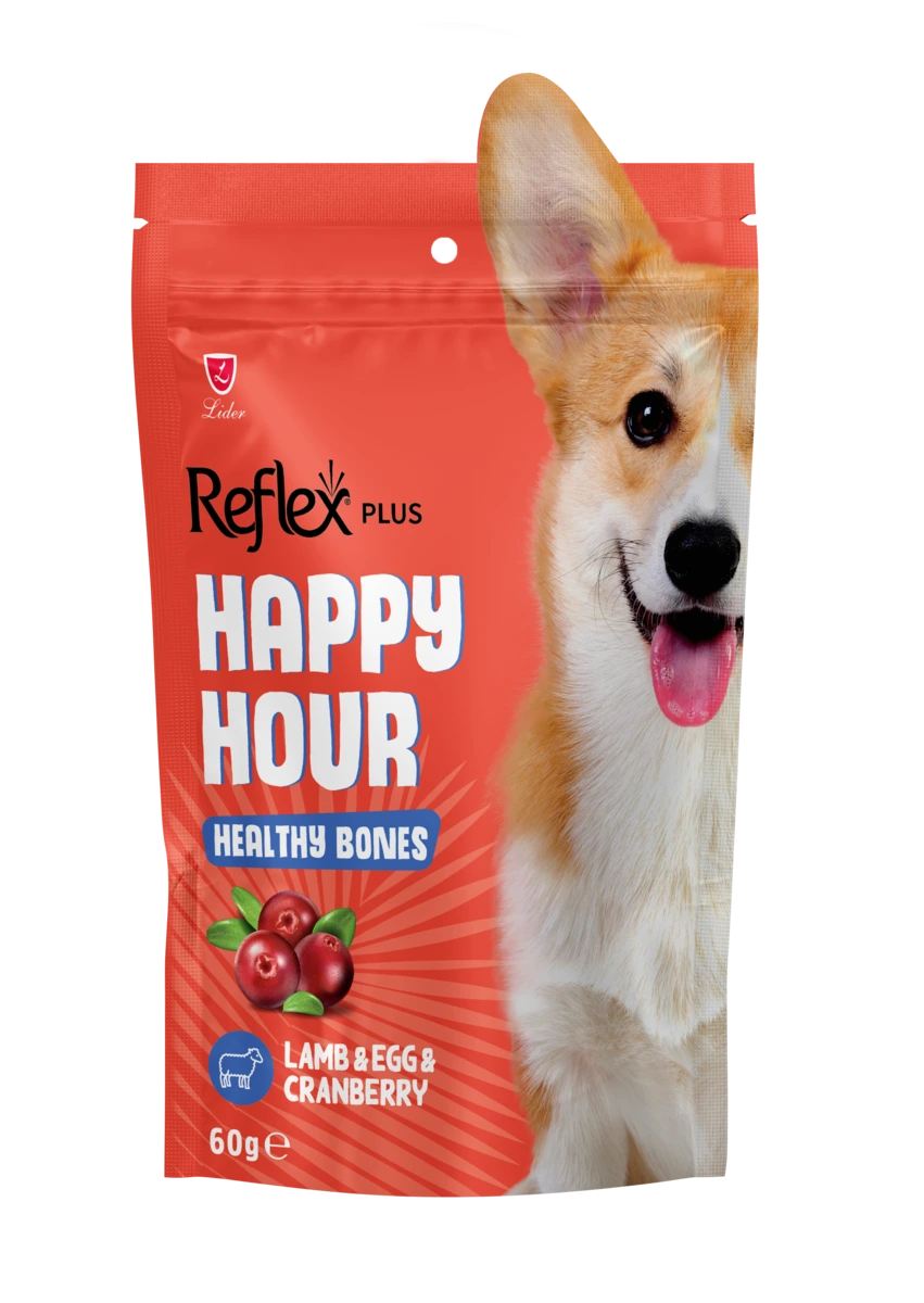 Ласощі для собак Reflex Plus Happy Hour, з ягням, яйцями та журавлиною, здорові кістки, 60 г