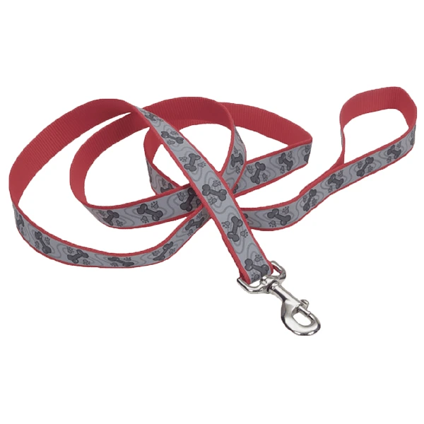 Повідець для собак Coastal Lazer Brite Reflective Leash, Червоний з кісточками