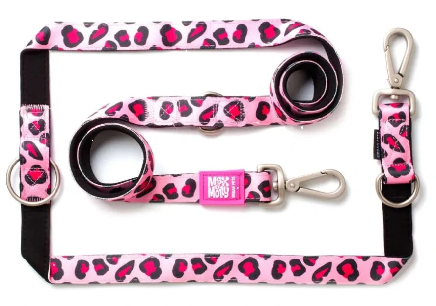 Повідець багатофункціональний рожевий леопард Multi Function Leash Leopard Pink/M