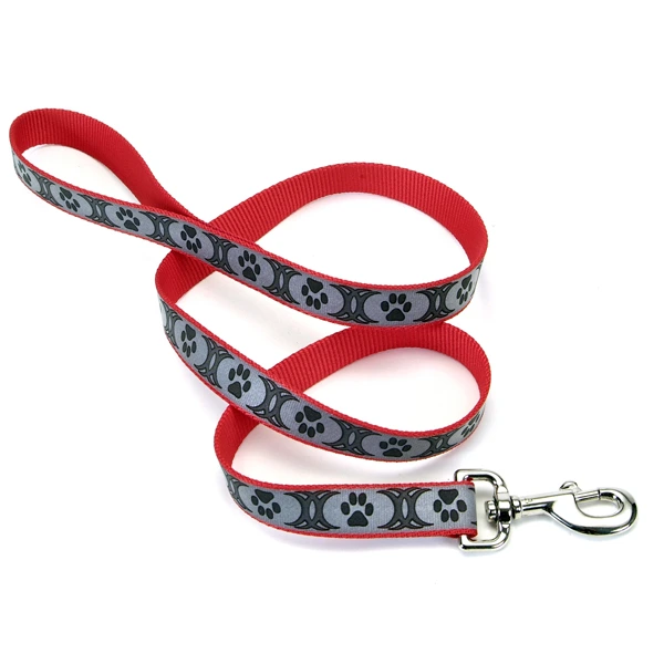 Повідець для собак Coastal Lazer Brite Reflective Leash, Червоний з лапками