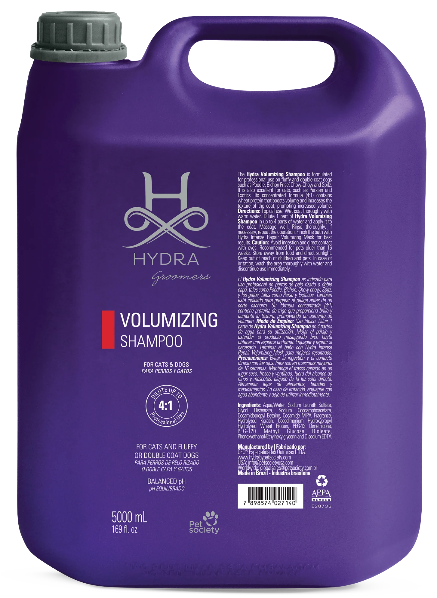 Шампунь для собак та котів Hydra GROOMERS Volumizing Shampoo, для об'єму, 5 л