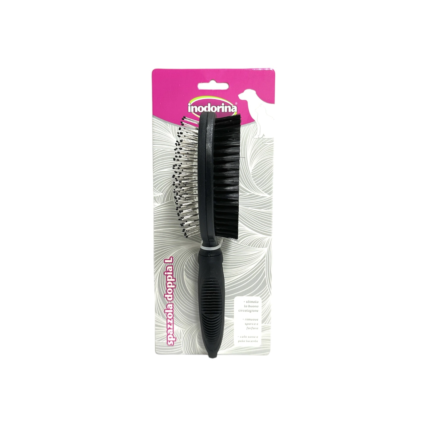Щітка для собак та котів Inodorina Double Dog Brush, L