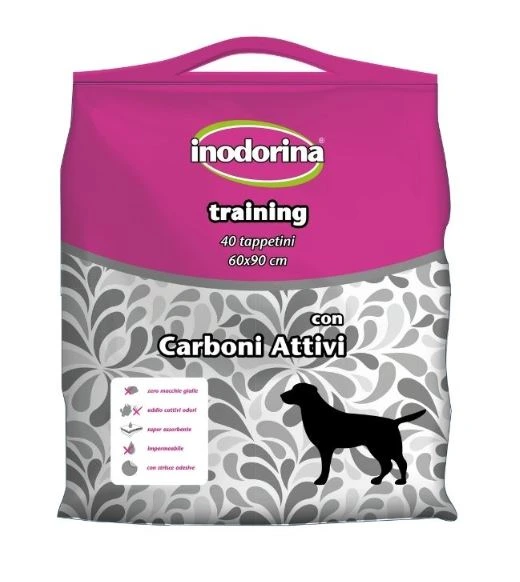 Пелюшки для собак Inodorina Training Pads Carboni, з активованим вугіллям, 60х60 см, 40 шт