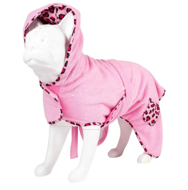 Халат для собак Max & Molly Bath Robe, 55 см, Леопардовий рожевий, розмір M