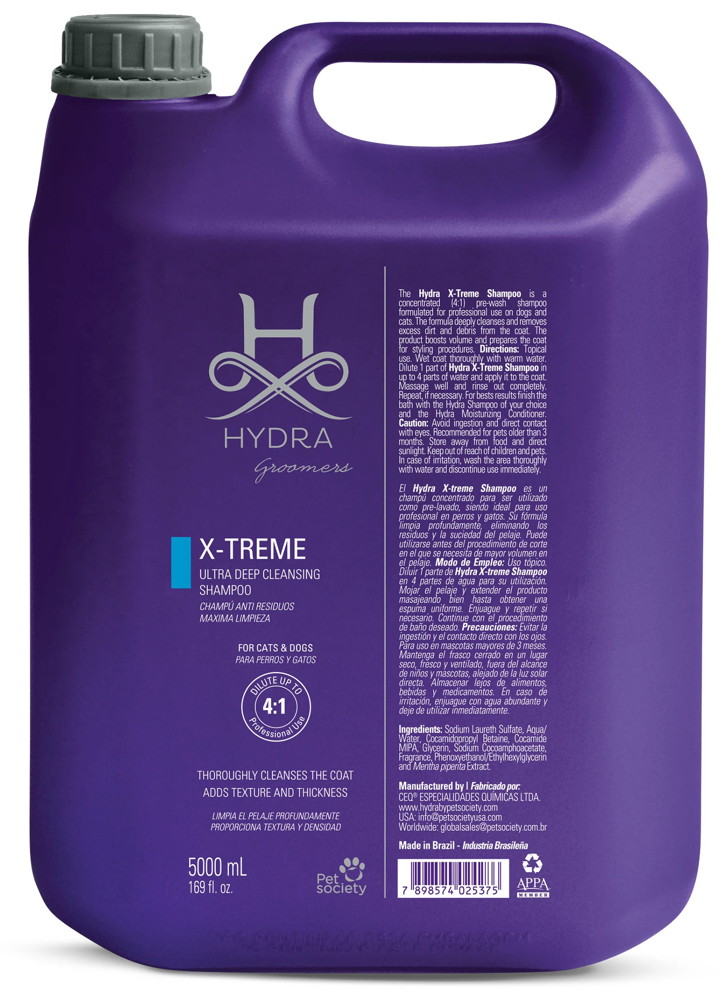 Шампунь для собак та котів Hydra GROOMERS X-Treme Ultra Deep Cleansing Shampoo, 5 л