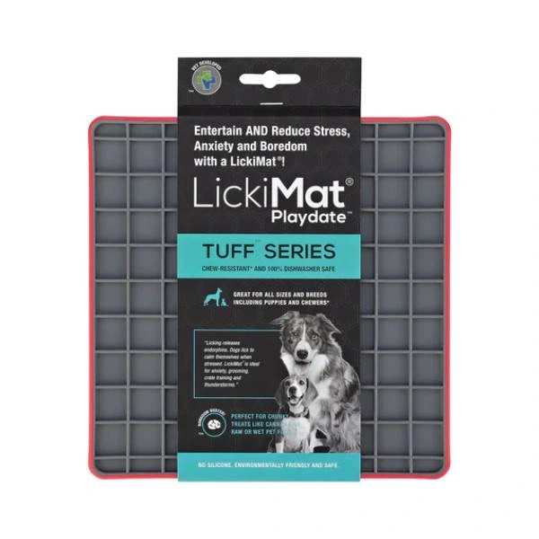 Лизательный коврик антистресс для собак LickiMat Playdate Tuff Red, тверда основа