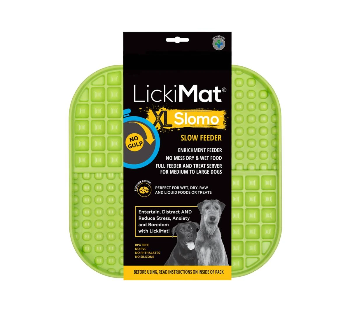 Лизальний килимок антистрес для собак LickiMat Slomo XL Green, з функцією слоуфідера
