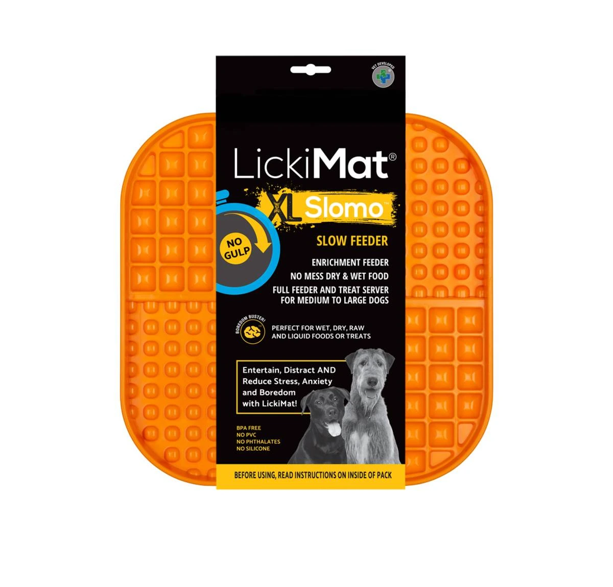 Лизальний килимок антистрес для собак LickiMat Slomo XL Orange, з функцією слоуфідера
