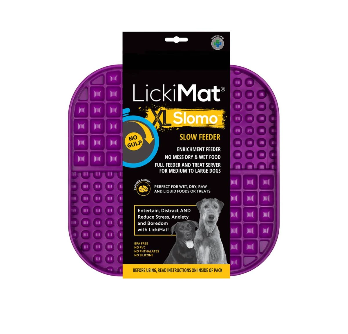 Лизальний килимок антистрес для собак LickiMat Slomo XL Purple, з функцією слоуфідера