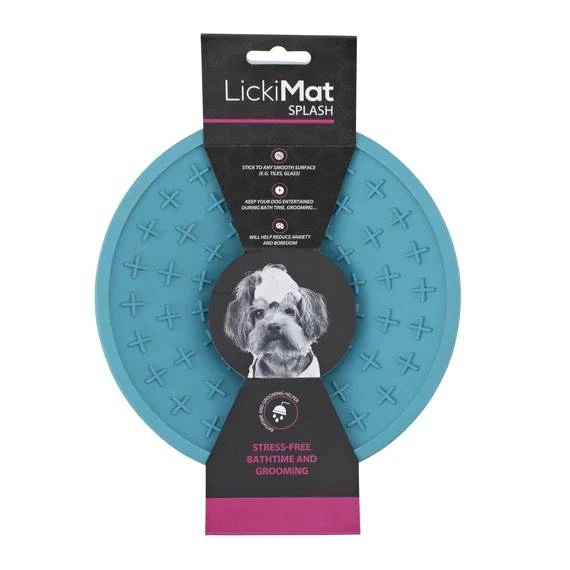 Лизальний килимок антистрес для собак LickiMat Splash Turquoise, для купання та догляду, на присосках