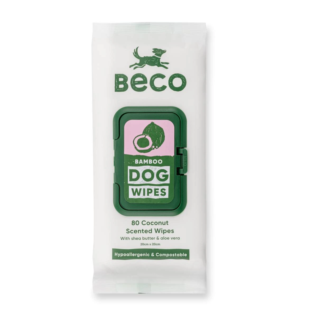 Вологі серветки біорозкладні бамбукові Beco Pets з ароматом кокосу 80 шт.