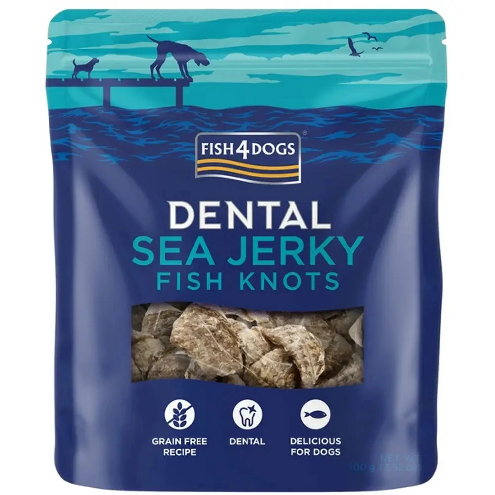 Натуральні ласощі для собак з 100% Шкіри Білої Риби Fish4Dogs Sea Jerky Рибні вузли 100 г