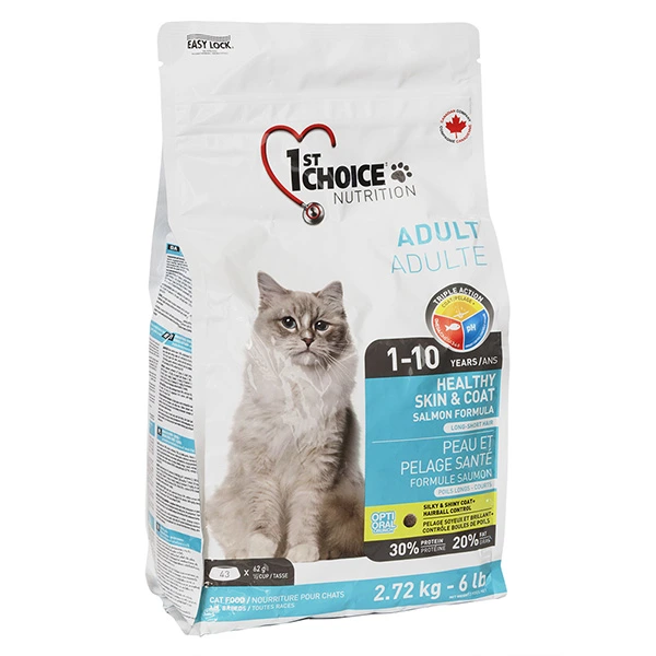 Корм для котів 1st Choice Adult Healthy Skin&Coat, з лососем, 2.72 кг