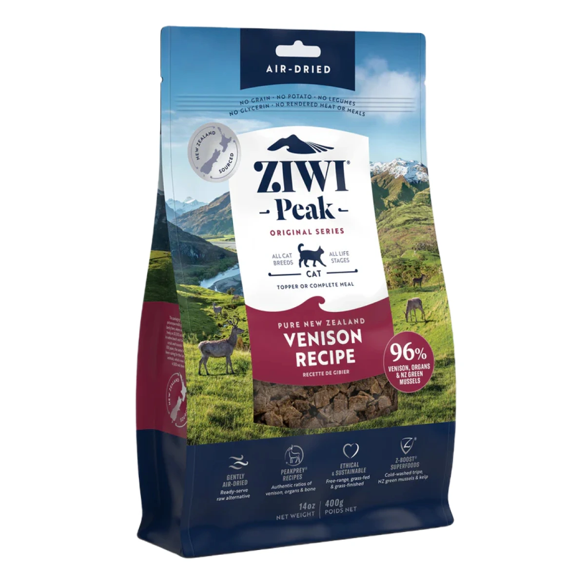 Повнораціонний сухий корм для котів Ziwi Peak Air Dried Оленина 400 г