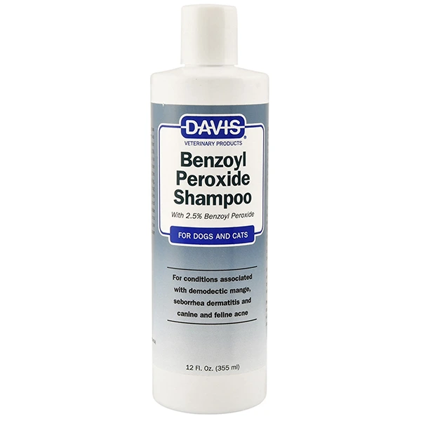 Шампунь для собак і котів Davis Benzoyl Peroxide Shampoo, 2,5%, від демодекозу та дерматитів