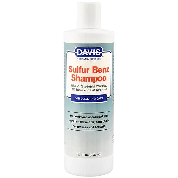 Шампунь для собак і котів Davis Veterinary Sulfur Benz Shampoo, з 2,5% бензоїл пероксидом, 0.355 л
